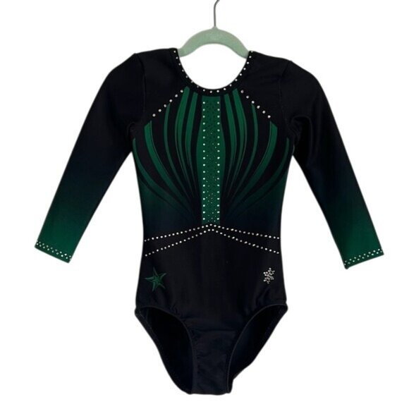 Snowflake Designs Competition Leotard in Black / Green - XS - Picture 1 of 6